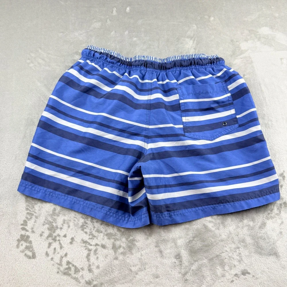 Livergy Men's Blue White Striped Swim Trunks Size Medium Board Shorts Beachwear